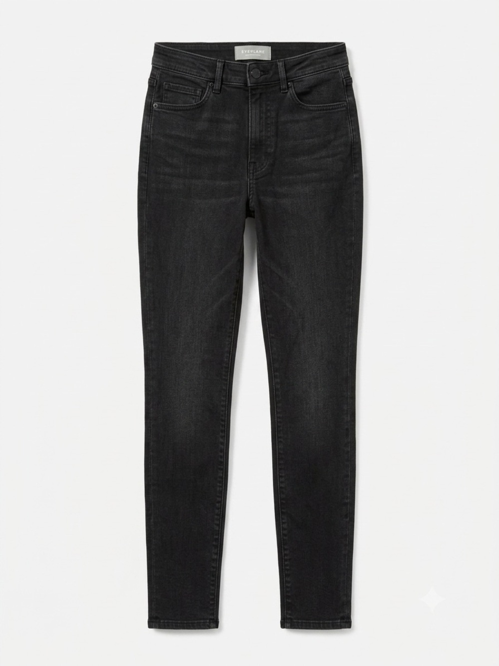 Everlane High Rise Skinny Jeans Regular Washed Black Ankle Slit Stretch Denim 28